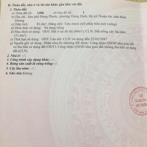 Bán đất An Thạnh, cách chợ Bún ngã tư Hòa Lân 300m, KT 4,2x19,6m, thổ cư 60m2, giá 1,25 tỷ 12518114