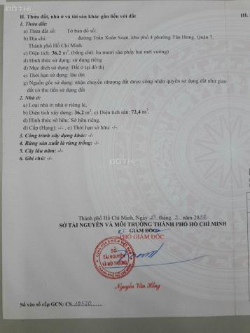 Bán nhà riêng tại phố Trần Xuân Soạn, Phường Tân Hưng, Quận 7, Hồ Chí Minh DT 43m2, giá 2.9 tỷ 12502793