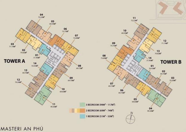 Bán gấp căn hộ tháp B Masteri An Phú Q2, DT 74m2 (2PN), view sông Sài Gòn, giá 3,8 tỷ 12568860