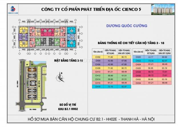 Cần bán chung cư Thanh Hà Cienco 5, DT 69.92m2, 2 phòng ngủ, view hồ, giá gốc 12 triệu/m2 12571900