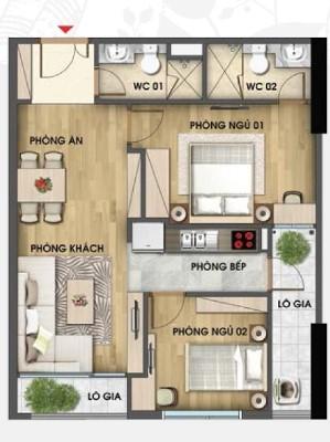 Bán căn hộ 2 PN tầng 26, diện tích 69,7m2 chung cư Riverside Garden 349 Vũ Tông Phan 12608269