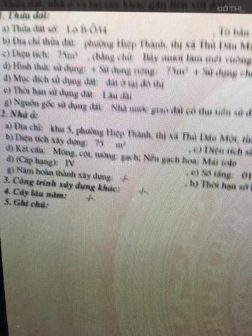 Bán nhà KDC Hiệp Thành 1, diện tích 75m2, thổ cư 100%, 2 phòng ngủ, giá 2 tỷ 750tr. LH 0911645579 12617002