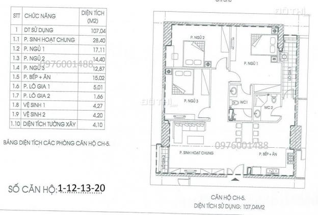 Chung cư IA20 Ciputra 92m2, giá gốc 16.8 tr/m2, chênh 80 tr. LH: 0382276666 12621859