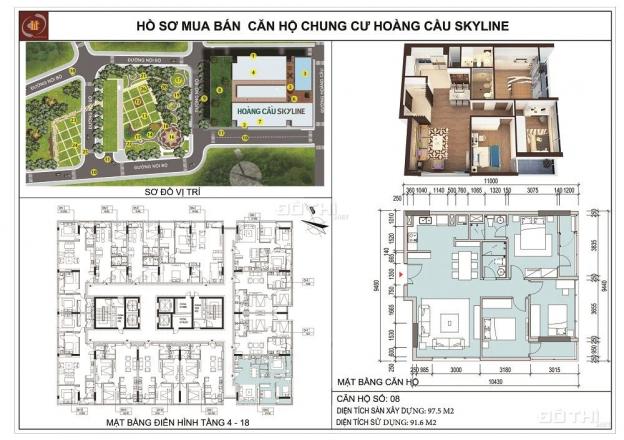 Bán căn hộ 3 PN view hồ 97,5m2 chung cư Hoàng Cầu Skyline giá rẻ 12623197