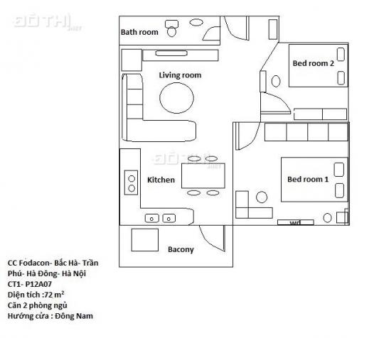 Chính chủ bán căn hộ Fodacon Bắc Hà, 2 phòng ngủ, dt 72m2 đầy đủ nội thất 12639433