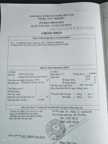 Chính chủ bán nhà 13/1 Nguyễn Văn Yến, P. Tân Thới Hòa, Q. Tân Phú, giá 3,3 tỷ 12643394