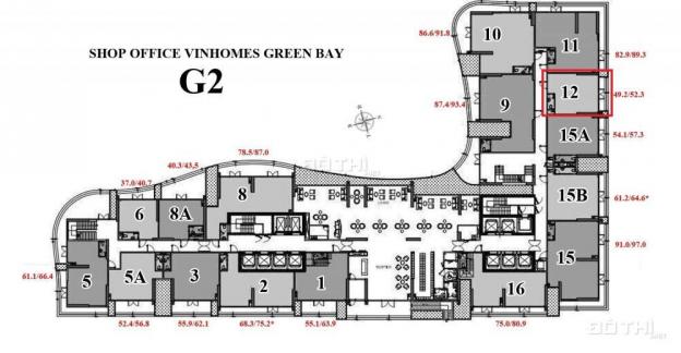 Chính chủ cần bán lại shop thương mại tầng 2 dự án Vinhomes Green Bay, view bể bơi, DT 49m2 12644286