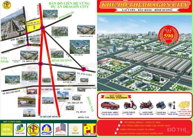 Bán đất nền khu dân cư Dragon City, Bình Dương, giá 590tr/nền, 80m2, SHR, thổ cư. LH 0932779575 12657916