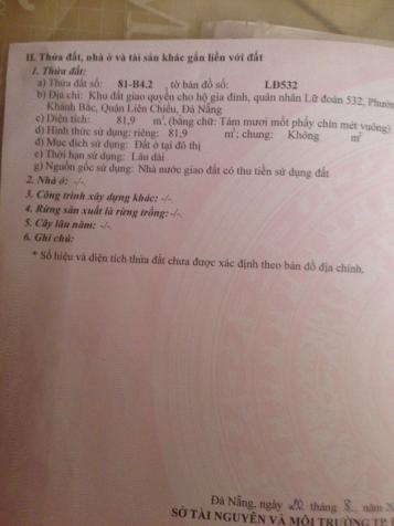 Tôi chính chủ cần bán đất khu Lữ Đoàn 532, phường Hòa Khánh Bắc, quận Liên Chiểu, Đà nẵng giá rẻ 12664667