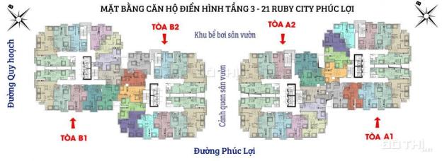 Bán căn hộ tại chung cư Ruby City 3 Phúc Lợi, Long Biên, Hà Nội diện tích 45 - 70m2 (2 - 3PN) 12666465