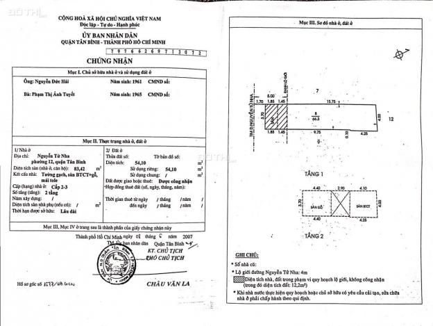 Bán gấp nhà MT đường Nguyễn Tử Nha, Phường 12, Tân Bình 66m2 12691014