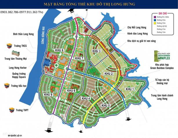 Bán lô góc 3 mặt tiền HD8-1 giá 20 tr/m2 dự án Long Hưng City, Biên Hòa, Đồng Nai 12698270