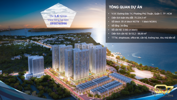 Q7 Saigon Riverside MT Đào Trí 66m2, 2PN, 2WC, giá 1.8 tỷ CK 5% NH hỗ trợ 70%, LH 0938 760 996 12698671