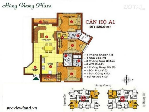Bán căn hộ tầng cao 3PN tại Hùng Vương Plaza, Quận 5 12701127