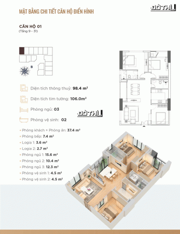 Mở bán đợt 1 căn hộ cao cấp Golden Park giá rẻ nhất 82.6 m2 (2PN, 2 WC), giá bán từ 3 tỷ 300tr 12703171