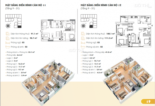 Chính chủ có căn hộ 3 phòng ngủ, tại dự án Sky Park Residence cần bán 12739097