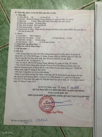 Chính chủ bán nhà ở Quang Trung, Gò Vấp, TP. HCM 12740528