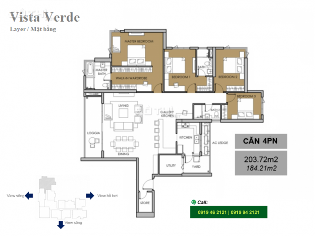 Căn hộ Vista Verde bán 4PN, tháp Orchid, tầng cao, diện tích 204m2 12747339