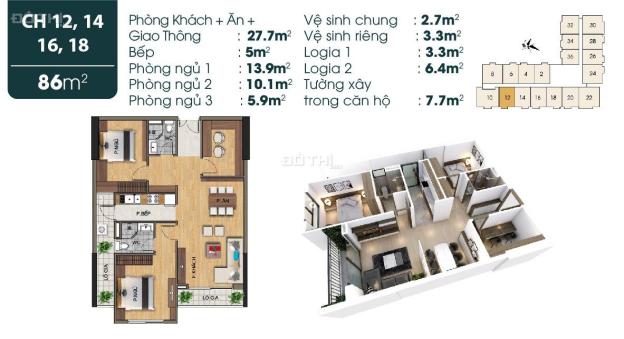 Bán căn hộ chung cư KĐT Việt Hưng thiết kế 2PN+1 view đẹp, vay NH 0% lãi suất, CK 3% 12765006