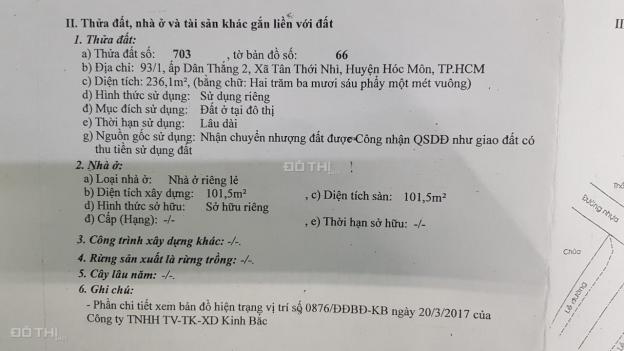 Bán đất MT đường Tân Thới Nhì 2 (12m), Xã Tân Thới Nhì, Hóc Môn, DT 236m2, SHR, giá 29.5 tr/m2 12768268