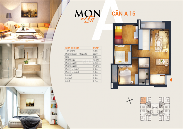 CC cho thuê căn hộ 3pn, HD Mon City, full nội thất cao cấp, giá thuê 15 tr/th. LH: 0936994993 12769595