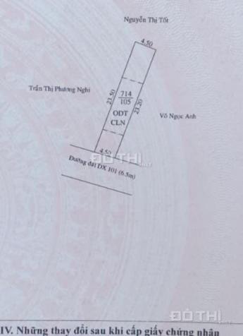 Bán lô đất mặt tiền DX101 Hiệp An, TP. Thủ Dầu Một, tỉnh Bình Dương. Diện tích: 4.5x23.5m= 105m2 12774883