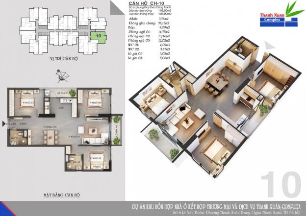 Bán căn hộ chung cư Thanh Xuân Complex, nhận nhà ở ngay, Full nội thất DT: 106m2 12789763