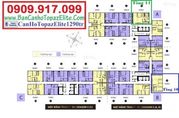 Topaz Elite Quận 8 - căn 2PN 78m2 - 2.1 tỷ - chỉ 27 triệu/m2. LH 0909917099 12840309