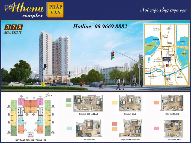 Bán chung cư Athena Complex Pháp Vân 67m2, full nội thất liền tường 12855989