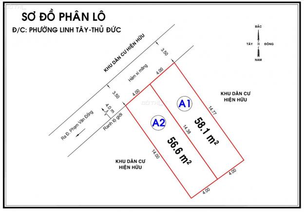 Đất hẻm xe hơi giá rẻ Linh Tây, Thủ Đức, 58m2, LH 0905.075.666 12868582