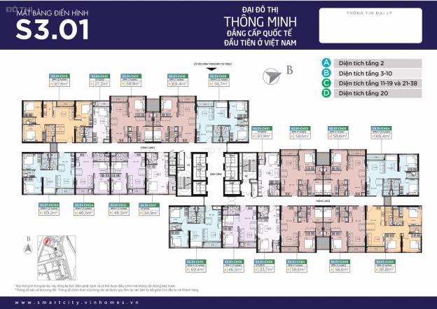 Bán căn hộ CC tại dự án Vinhomes Smart City Đại Mỗ, Nam Từ Liêm, Hà Nội diện tích 32m2, giá 850tr 12870946