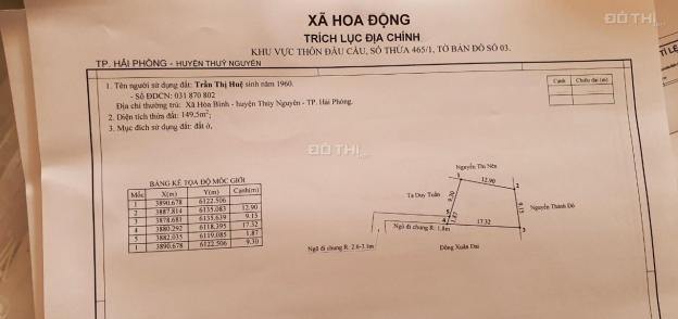Bán 149.5m2 đất xã Hoa Động, Thủy Nguyên, Hải Phòng 12883559