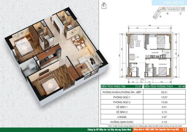 Rẻ không mua, mất đừng tiếc chính chủ bán căn hộ full nội thất 68m2, 2 PN HH2A Dương Nội, Hà Đông 12884191