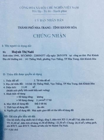 Bán căn hộ chung cư lầu 7 Nha Trang giá 400 triệu 12894059