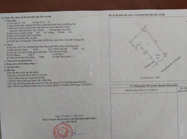 Bán đất tặng nhà nát MT đường lớn ở Nguyễn Tri Phương, Biên Hoà, DT 165m2 TC, SHR, 6.7x19m NH 9.5m 12859130