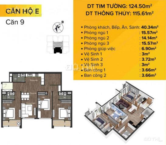Chính chủ cần bán gấp căn hộ 3PN tại dự án The Sun Mễ Trì, hướng Đông Nam, giá gốc CĐT 12905676