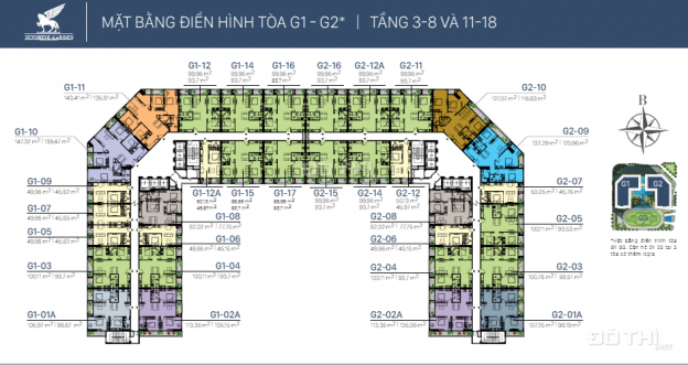 Bán CH 3PN 93.7m2, 2,9tỷ tại CC cao cấp Sunshine Garden liền kề Time City, LH ngay: 0985427949 12912628