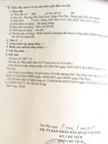 Bán lô đất trống, hẻm 7m đường Vườn Lài, Tân Phú, 4x19m, không lỗi, giá 75 tr/m2. Lh 0902.773.858 12915195
