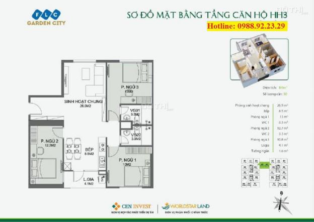 Bán căn hộ chung cư tại FLC Garden Đại Mỗ, diện tích 82m2, 2 WC, giá 1.88 tỷ, gần Aeon Mall 12922311