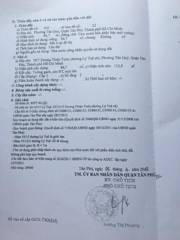 Tôi cần bán nhà hẻm 8m, 58/7 Dương Thiệu Tước, P. Tân Quý, quận Tân Phú, DT: 85m2, LH: 0942884258 12940164