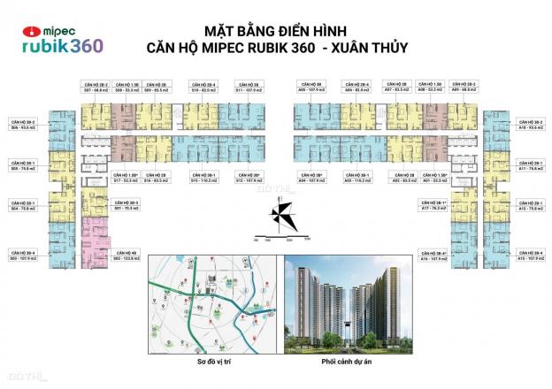 Bán căn hộ Mipec Rubik 360 Xuân Thủy, diện tích 53m2, 2PN, chiết khấu 6%, giá 2.3 tỷ. LH 0989825369 12986251