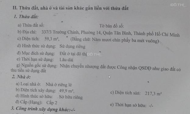 Bán nhà 337/3 Trường Chinh, P. 14, Tân Bình (gần Nguyễn Hồng Đào) 12938270