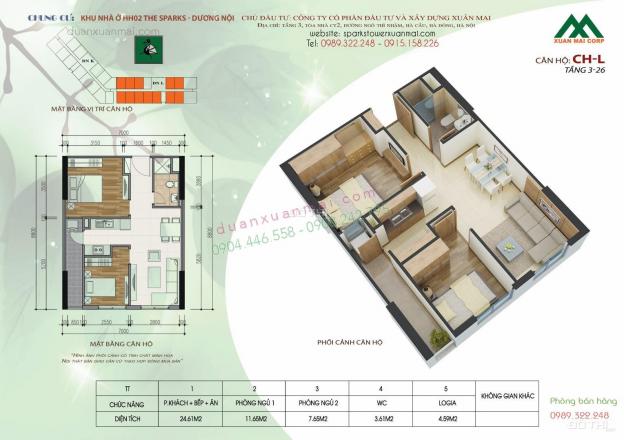 Chính chủ bán gấp căn hộ 54m2, 2 PN tòa HH2L Xuân Mai Complex, Dương Nội, giá siêu rẻ 1 tỷ (BST) 12997918