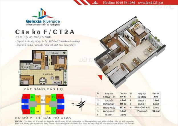 Chính chủ bán gấp căn hộ 3PN 97m2 chung cư Gelexia Riverside, có sổ đỏ bao phí sang tên 13007707