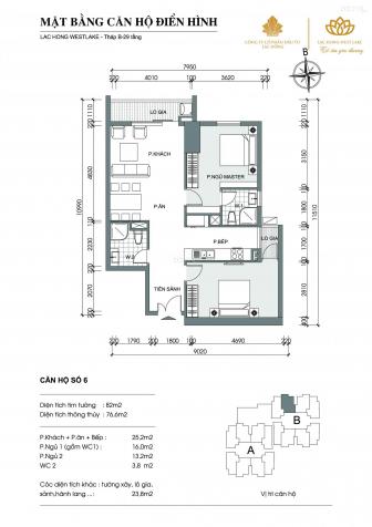 Bán căn hộ chung cư tại dự án Lạc Hồng Westlake, Tây Hồ, Hà Nội diện tích 77m2 giá 2 tỷ 13009663