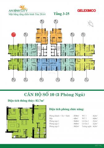 Căn hộ số 10 tòa A6, diện tích thông thủy 81m2 chung cư An Bình City 13031419
