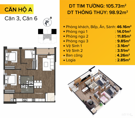 Bán căn hộ chung cư tại dự án The Sun Mễ Trì, Nam Từ Liêm, Hà Nội, diện tích 105.73m2, giá 3,6 tỷ 13045262