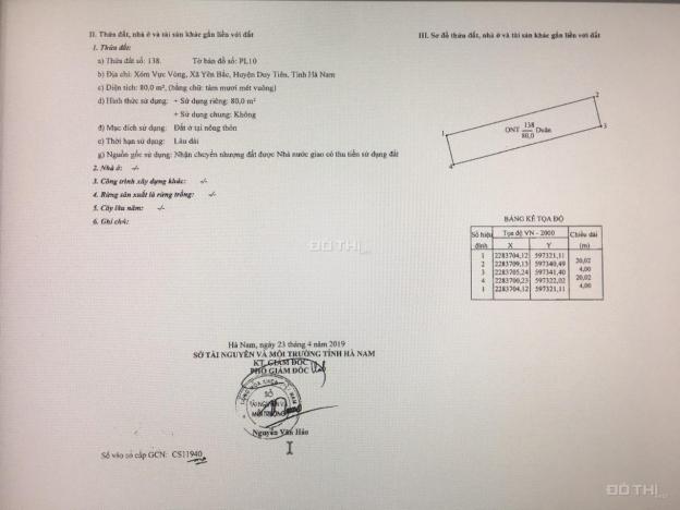 Bán đất DT 80m2 trục đường chính khách sạn Bình Minh khu đô thị Vực Vòng Đồng Văn, sổ đỏ chính chủ 13049896