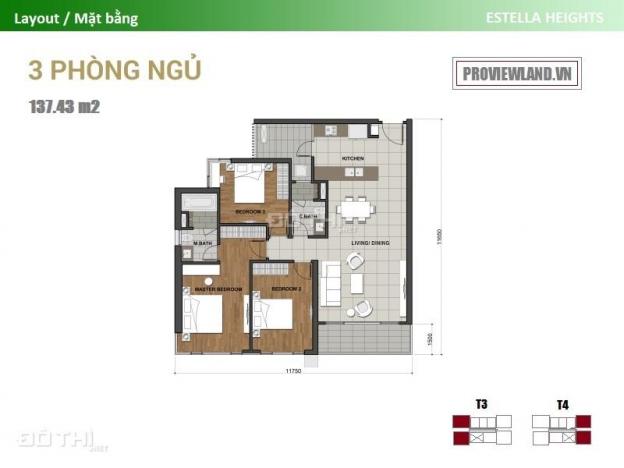 Căn hộ 3PN tháp T4, DT 137m2 dự án Estella Heights view sông cần bán 13088248