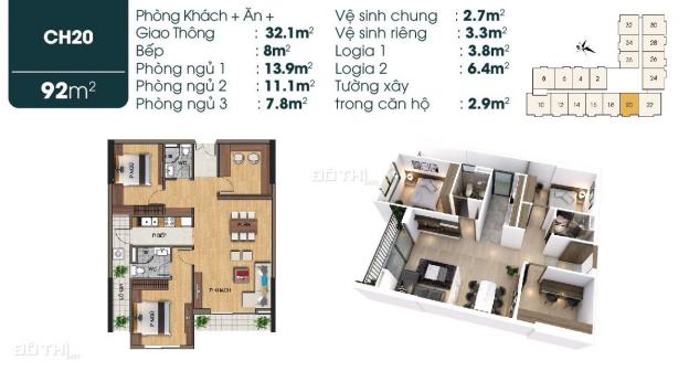 Sở hữu căn hộ cao cấp 3PN chỉ 23,8tr/m2 - quỹ căn ngoại giao, DTT: 92m2 mặt phố Sài Đồng 0856266636 13103934